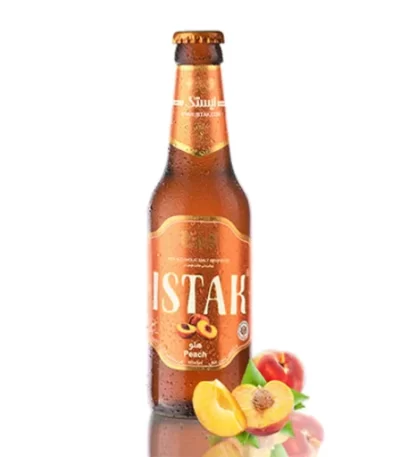 نوشیدنی مالت ایستک با طعم هلو – بدون الکل، گازدار، خوش‌طعم و سالم در بطری ۳۲۰ میلی‌لیتری