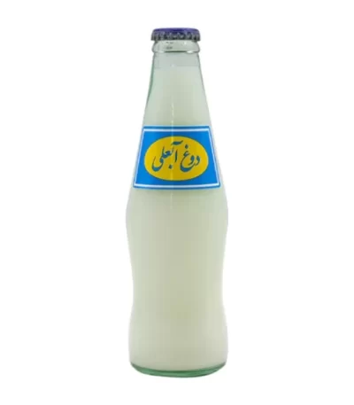دوغ آبعلی گازدار در بطری شیشه‌ای – نوشیدنی سنتی ایرانی با طعم ترش و گوارا