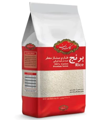 برنج طارم گلستان – برنج ایرانی خوش‌عطر و دانه‌بلند در بسته ۱۰ پوندی