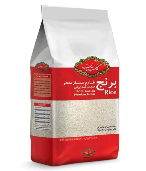برنج طارم گلستان – برنج ایرانی خوشعطر و دانهبلند در بسته ۱۰ پوندی