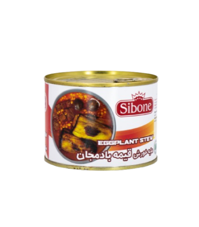 قیمه بادمجان بدون گوشت سیبون – غذای سنتی ایرانی گیاهی، آماده مصرف در بسته ۴۸۰ گرمی