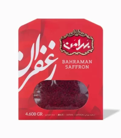 زعفران سرگل بهرامن – بسته‌بندی یک مثقالی، با رنگ‌دهی و عطر بسیار قوی