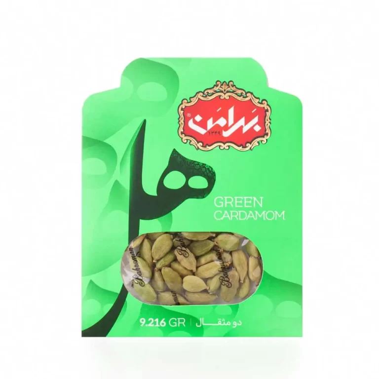 بسته هل سبز بهرامن ۱۰ گرمی – دانه‌های کامل و معطر مناسب چای و دسر