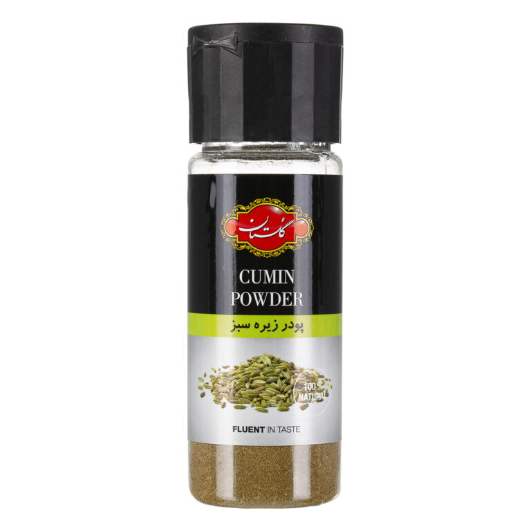 بسته پودر زیره سبز گلستان ۶۰ گرمی – ادویه‌ای خوش‌عطر برای غذاهای سنتی و گوارا