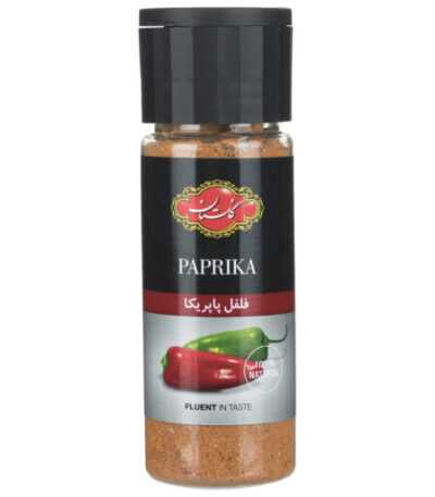 بسته پودر پاپریکا گلستان ۸۰ گرمی – ادویه‌ای با رنگ قرمز طبیعی و طعم ملایم برای انواع غذاها