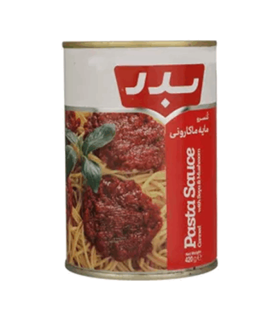 کنسرو مایه ماکارونی بدر – سس ماکارونی آماده با پروتئین سویا و ادویه ایرانی