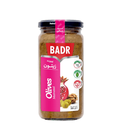 زیتون پرورده بدر – ۳۸۰ گرمی با گردو و رب انار، پیش‌غذای سنتی گیلانی