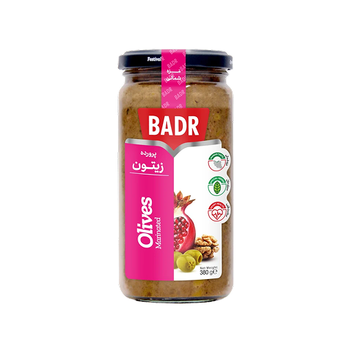 Group 54 زیتون پرورده بدر – ۳۸۰ گرمی با گردو و رب انار، پیشغذای سنتی گیلانی
