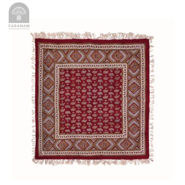 Red Ruby Ghalamkar Tablecloth, 100% Cotton, 100x100 cm